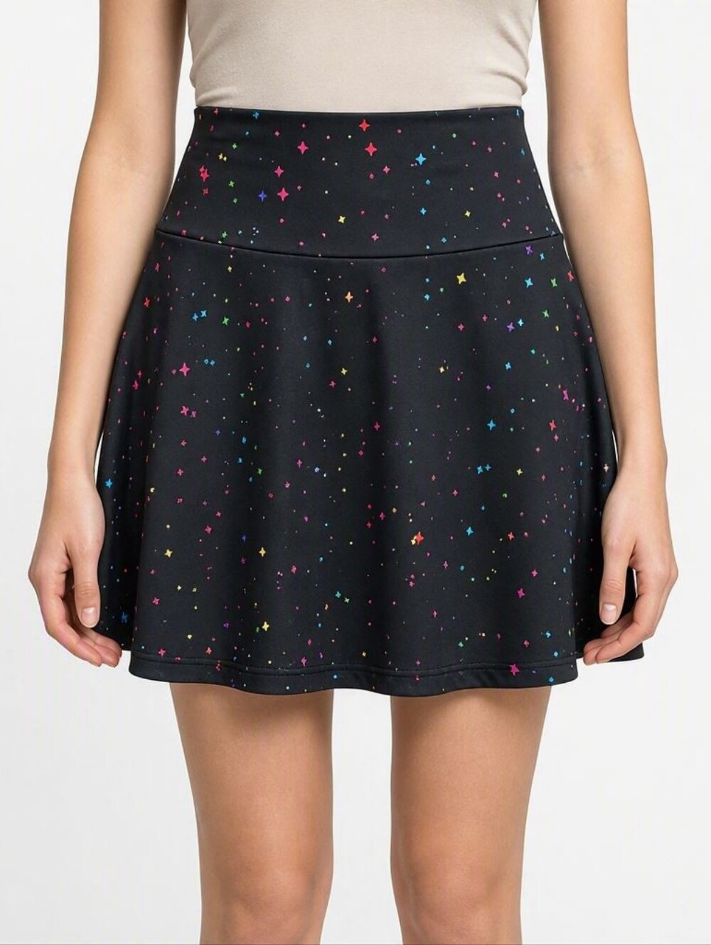 Girls' Black Rainbow Star Skate Skort